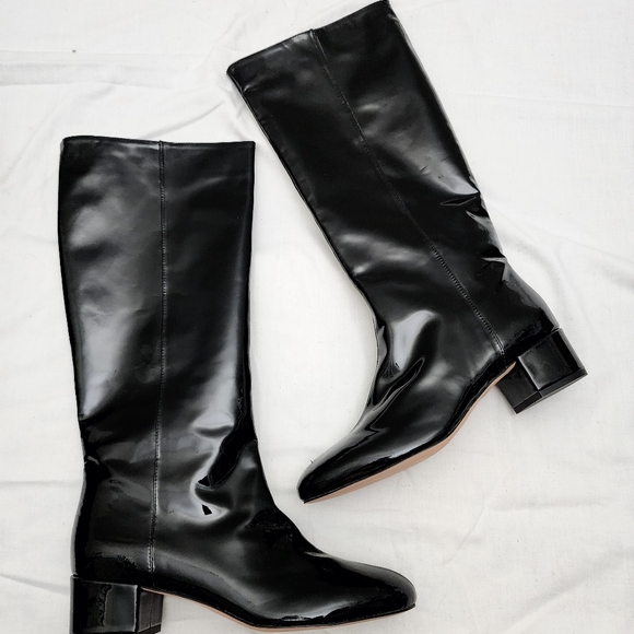 NEW J. Crew Italian Leather Knee High Black Patent Leather Knee High Boot - Picture 6 of 11